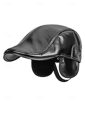 halpa Miesten hatut-Miesten keinonahkainen lippis, tyylikäs taittuva korvaläpällinen muotoilu, saatavilla useissa väreissä, täydellinen talvi- ja ulkoiluun