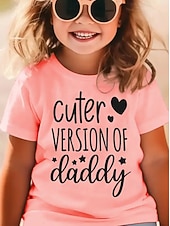 abordables Humour ludique 3D de la fille-Fille 3D Graphique Lettre T-shirt Manche Courte Impression 3D Été Printemps Sports Mode Streetwear Enfants 4-12 ans Col Rond Occasionnel Quotidien Extérieur Coupe régulière