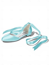 baratos Dama de honra-Sapatilhas femininas multicoloridas de cetim com amarração no tornozelo, elegantes sapatos de bico fino para damas de honra em casamentos ao ar livre no gramado.