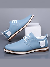 Χαμηλού Κόστους Παπούτσια Σαλονιού-Ανδρικά casual μπλε παπούτσια oxford – άνετα παπούτσια με κορδόνια και μαλακό άνω μέρος, ιδανικά για καθημερινή χρήση, εργασία και casual εξόδους και γάμους.