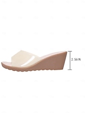 cheap Wedge Sandals-Women's Casual Daily Travel Wedge Open Toe Casual PVC Slip-on Beige
