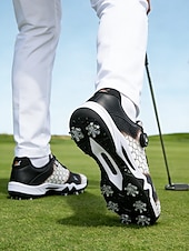 Χαμηλού Κόστους Ανδρικά Παπούτσια Γκολφ-Ανδρικά κόκκινα και μαύρα παπούτσια γκολφ – υψηλής ποιότητας συνθετικό δέρμα, αδιάβροχα, ιδανικά για γκολφ και ενεργό τρόπο ζωής σε εξωτερικούς χώρους