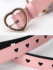baratos Dia dos Namorados-Cinto feminino ajustável com fivela em formato de coração, em couro sintético, disponível em diversas cores, perfeito para presentes de Dia dos Namorados e para uso diário.