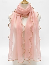 baratos Lenços Femininos-Lenço feminino leve em poliéster – várias cores, design macio e elegante, ideal para férias e uso casual no dia a dia.