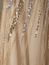 お買い得  シースイブニングドレス-タイト／コラム スイープ／ブラシトレーン フロア丈 ウェディングゲストドレス フォーマルドレス イブニングガウン イブニングドレス エレガント きらびやかな セレブスタイル ノースリーブ Ｖネック パーティー 結婚式 バックレス ととも​​に グリッター素材 スパンコール スリット