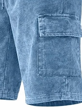  Herren Shorts Freizeitshorts Acid Wash Shorts Kordelzug Elastischer Bund Mehrere Taschen Einheitliche Farbe Komfort Atmungsaktiv Knielang Täglich Streetwear Urlaub Mode Vintage-Retro Blau Schwarz