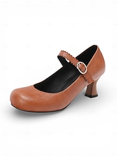 voordelige Mother of Bride/Groom-Women's White Mary Jane Wedding Shoes - Elegant Retro Mid-Heel Pumps with Scalloped Straps &amp; Comfortable Block Heel for Mother of the Bride, Indoor Church Ceremonies &amp; Formal Receptions