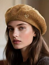 tanie Walentynki-damski beret w kształcie serca, wykonany z imitacji wełny, dostępny w wielu kolorach, idealny na prezent walentynkowy i do noszenia na co dzień