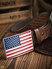 levne Příslušenství-250. výročí Spojených států pánský embosovaný opasek z umělé kůže s přezkou ve tvaru americké vlajky více barev vlastenecký styl pro každodenní nošení a oslavy v USA
