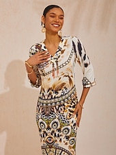 cheap Boho Dress-Vintage Leopard Jewelry High-Stretch Maxi Dress