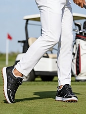 ieftine Încălțăminte de golf pentru bărbați-Pantofi de golf roșii pentru bărbați, parte superioară ușoară și respirabilă, talpă absorbantă de șocuri, stil atletic performant pentru terenuri de golf și sporturi în aer liber