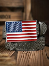 levne Příslušenství-250. výročí Spojených států pánský embosovaný opasek z umělé kůže s přezkou ve tvaru americké vlajky více barev vlastenecký styl pro každodenní nošení a oslavy v USA