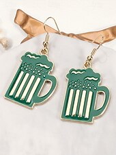 billiga Tillbehör-Damörhängen i legering med hängen till fest, St. Patrick's Day-motiv, flermönster med shamrock och pyssling, roliga festliga irländska smycken för högtidsfester, parader och festkläder