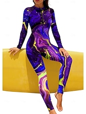 abordables Rash Guards de Una Pieza-Mujer Regular Camiseta Protección Solar Surf Camiseta de protección solar de cuerpo completo Traje de baño Degradado Abstracto Mármol con sujetador incorporado Cremallera delantera Protección solar