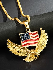  Az Egyesült Államok 250. évfordulós Férfi Ötvözet Nyaklánc Sas és Amerikai Zászló Medállal Arany és Ezüst Színben Ideális a Függetlenség Napjára és Ünnepségekre