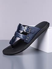 abordables sandales-Sandales à enfiler bleues à motif crocodile pour homme – élégantes et confortables avec boucle réglable, idéales pour les sorties décontractées, les événements estivaux et les mariages.
