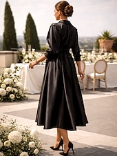 Недорогие Длина щиколотки-А-силуэт Ниже колена Платье для вечеринки Коктейльные платья Свадебное платье для гостей Платье для матери невесты Рукав 3/4 Рубашечный воротник Элегантный стиль Винтаж 1950-е года