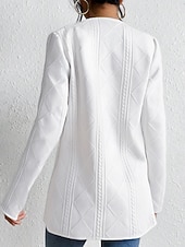 abordables vestes décontractées-Femmes Blazer Veste Décontractée Confortable Jacquard Front ouvert Élégant Mode Occasionnel Couleur Unie Occasionnel Soirée Rue Tenue quotidienne Régulier Col en V Coupe régulière manche longue