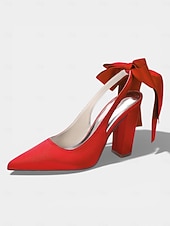 cheap Bride-Women's Ivory Pointed-Toe Bow Slingback Heels, Elegant Satin Bridal Shoes for Church Wedding Bride