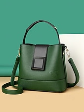 お買い得  ハンドバッグ＆トートバッグ-女性用フェイクレザーバケットバッグ - 多用途のショルダーバッグとクロスボディスタイル、複数の色、カジュアルからセミフォーマルまで使えるトレンディで丈夫なバッグ