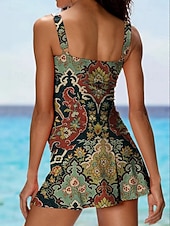  Mujer Bañadores Una pieza Falda Traje de baño Elegante Vacaciones Graphic Geométrico Sin Mangas Trajes de baño