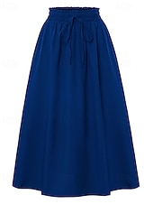ieftine Fuste casual-Pentru femei Elegant Modă Casual Maxi Talie Medie Fuste Simplu Zdrobit Cordon Micro-elastic Zilnic Stradă Roșu Vin Bleumarin Negru Roz Vară