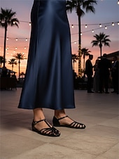 olcso Nők-női arany metálfényű ketreces szandál - elegáns lapos, pántos alkalmi cipők üdülői estékre, kényelmes T-pántos nyári szandálok nyaralási vacsorákhoz &amp;hajózási ruházat