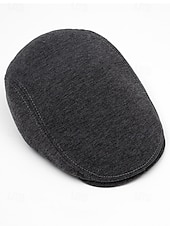 baratos Chapéus Masculinos-Boina masculina casual em poliéster com design simples e elegante, disponível em várias cores, perfeita para o uso diário.