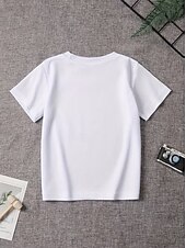 cheap Boy's 3D Funny Humor-100% Cotton Kids Boys' Black White Graphic Letter T shirt Blouse Crew Neck Short Sleeve Outdoor Dailywear Fashion Streetwear Designer Printing Summer