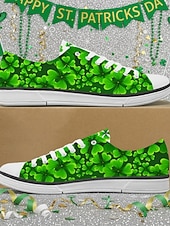  Sneakers basse da donna con stampa trifoglio di San Patrizio: classiche scarpe casual in tela con lacci per adolescenti e adulti, perfette per lo streetwear, la scuola e le uscite festive