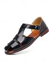 economico sandali-sandali da uomo in similpelle marrone con cinturini, design aperto traspirante, suola leggera e comoda, stile rilassato per matrimoni in spiaggia e occasioni estive
