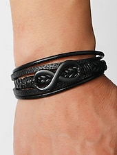 Недорогие Мужские украшения-Мужской браслет в виде знака бесконечности из искусственной кожи и сплава, многослойная плетеная конструкция, винтажный стиль, различные цветовые варианты, идеально подходит для отдыха и повседневной носки.