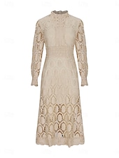 Χαμηλού Κόστους Λευκό φόρεμα-Γυναικεία Μίντι φόρεμα Φόρεμα σε γραμμή Α Καθημερινό Καθημερινά Κανονικό Σκέτο 3/4 Μήκος Μανικιού Ζιβάγκο Μαύρο Λευκό Κίτρινο Φούξια Άνοιξη Φθινόπωρο