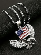  Az Egyesült Államok 250. évfordulós Férfi Ötvözet Nyaklánc Sas és Amerikai Zászló Medállal Arany és Ezüst Színben Ideális a Függetlenség Napjára és Ünnepségekre