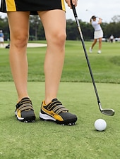 cheap Women's Golf Shoes-Women's Daily Outdoor Walking Flat Heel Round Toe Sporty Casual Comfort Microbial Leather Microfiber Lace-up Black Yellow Red