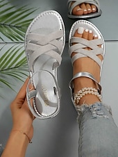 ieftine Femei-Sandale galbene de vară pentru femei, cu plată și barete încrucișate – pantofi casual ușori pentru plajă, vacanță, plimbări și confort zilnic