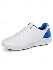 Недорогие Мужская обувь для гольфа-Белые мужские туфли для гольфа с амортизацией, легкие и дышащие, идеально подходят для игры в гольф и занятий спортом на открытом воздухе.