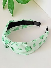 voordelige Accessoires-Dameshaarbanden van polyester met klavertjesvier, zacht knoopdesign, verschillende klavertjesvormen, lichtgewicht en comfortabele haaraccessoires, perfect voor St. Patrick's Day-vieringen en dagelijks gebruik.