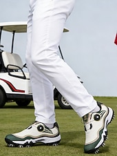 cheap Men's Golf Shoes-Men's Red and White Golf Shoes with Shock Absorption, Comfortable Footwear for Golf &amp; Active Lifestyles