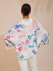 halpa Puserot &amp;amp; Paidat-eteerinen meduusa-ajelehtiva silkkinen satiinipaita