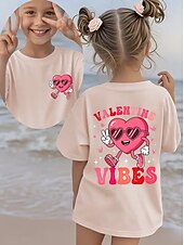 cheap Girl's 3D Playful Humor-Valentines Girls' 3D Heart Graphic T shirt Tee Short Sleeve 3D Print Summer Spring Sports Fashion Streetwear Kids 4-12 Years Crew Neck Casual Daily Outdoor Regular Fit