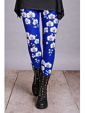  Women's Leggings Cozy Leggings Vacation Vintage Basic Full Length High Waist Graphic Printing Comfort Comfortable High Elasticity Casual Daily Vacation Blue Deep Green Wine Purple Spring Fall Slim Fit