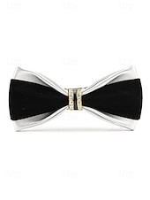 abordables Boda ACC-Pajarita de piel sintética para hombre: pajarita formal multicolor con detalle de diamantes de imitación, correa de cuello ajustable, estilo clásico y moderno para novios, bodas, San Valentín, fiestas y eventos formales.