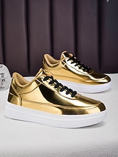 economico Sneakers Eleganti-sneakers slip-on nere da uomo con logo ricamato: eleganti scarpe in similpelle per gli invitati al matrimonio che cercano comfort e moda