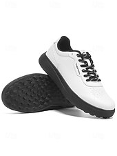 voordelige Heren Golf Schoenen-Witte golfschoenen voor heren zonder spikes, ademend bovenwerk, stabiele gripzool, minimalistische sportstijl voor golfbanen en casual gebruik.