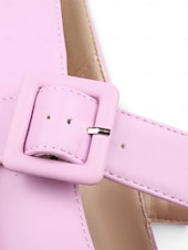 abordables Estilo Disco y Hippie de los años 70-Tacones de plataforma rosas para mujer con correa de hebilla: estilo retro chic para San Valentín, fiestas y ocasiones especiales.