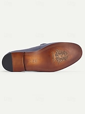 cheap Loafers-Men's Elegant Blue Leather Loafers – Comfortable and Stylish, Perfect for Weddings, Formal Events and Special Occasions