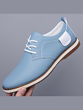 Χαμηλού Κόστους Παπούτσια Σαλονιού-Ανδρικά casual μπλε παπούτσια oxford – άνετα παπούτσια με κορδόνια και μαλακό άνω μέρος, ιδανικά για καθημερινή χρήση, εργασία και casual εξόδους και γάμους.