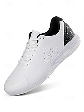 Недорогие Мужская обувь для гольфа-Белые мужские туфли для гольфа с амортизацией, легкие и дышащие, идеально подходят для игры в гольф и занятий спортом на открытом воздухе.