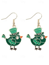 billiga Tillbehör-Damörhängen i legering med hängen till fest, St. Patrick's Day-motiv, flermönster med shamrock och pyssling, roliga festliga irländska smycken för högtidsfester, parader och festkläder